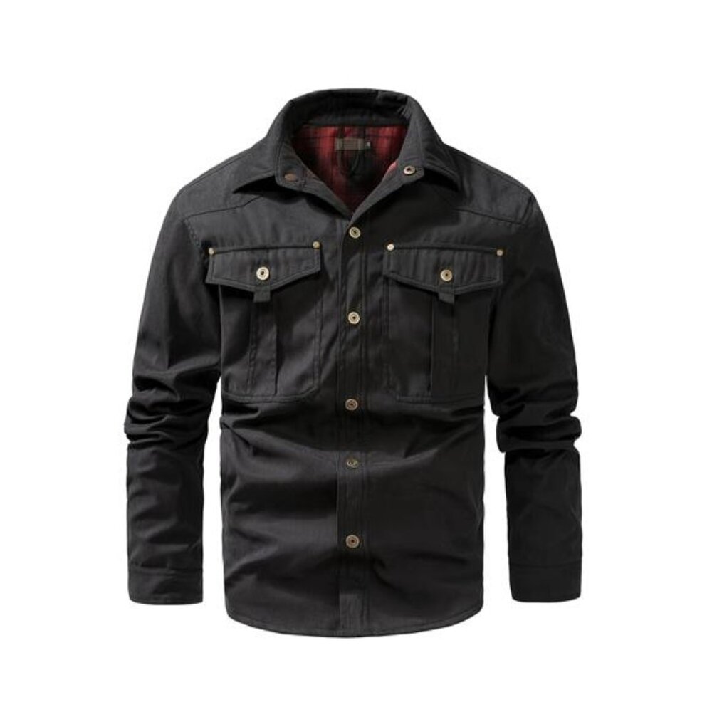 NWT Men's Black Flannel Lined Shirt Jacket Shacket | Quilted Workwear - Picture 3 of 6